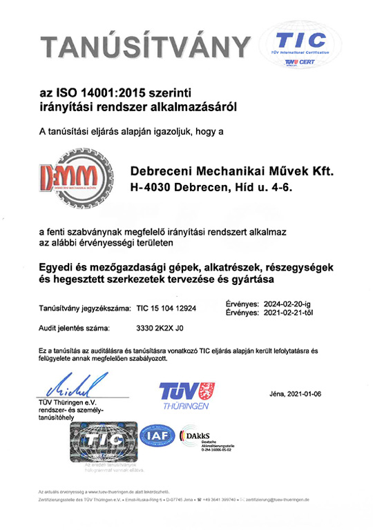 ISO 14001:2015 Zertifikate